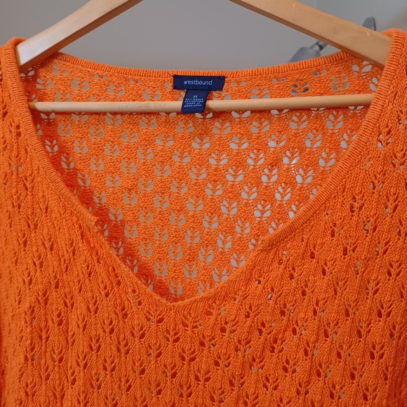 Women's Westbound Orange Pullover Sweater XL With Scalloped Sleeves - Picture 1 of 6